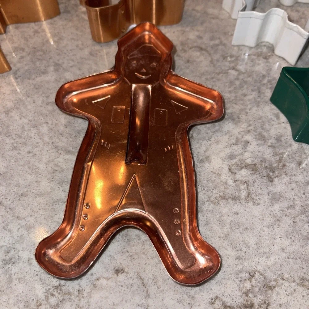 Vintage Aluminum Metal Copper Cookie Cutters Christmas Decor Lot Of 9